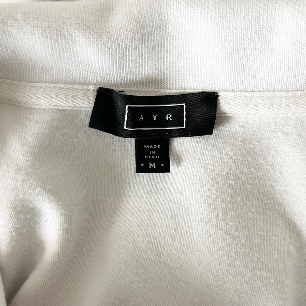 AYR The Cool Polo Shirt Pullover Pima Cotton Modal Seashell White Ivory Medium - Picture 5 of 6